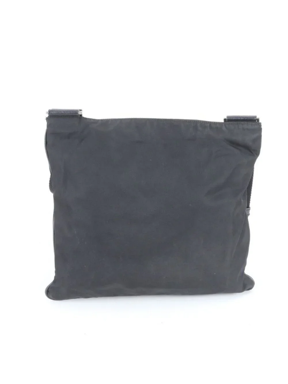 Prada Tessuto Nylon Triangle Logo Leather Shoulder Bag Crossbody Black - Picture 2 of 7